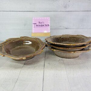 Bombay BMA16 French Farmhouse Brown Sponged Ceramic Soup Cereal Bowls Set of 4